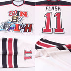 Custom Cream Crimson-Black Hockey Jersey photo 4