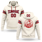 Custom Stitched Cream Red-Navy Football Pullover Sweatshirt Hoodie
