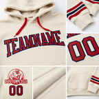 Custom Stitched Cream Red-Navy Football Pullover Sweatshirt Hoodie detail