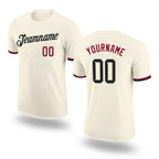 Custom Cream Black-Crimson Performance T-Shirt