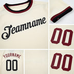 Custom Cream Black-Crimson Performance T-Shirt detail