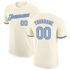Custom Cream Light Blue-Steel Gray Performance T-Shirt