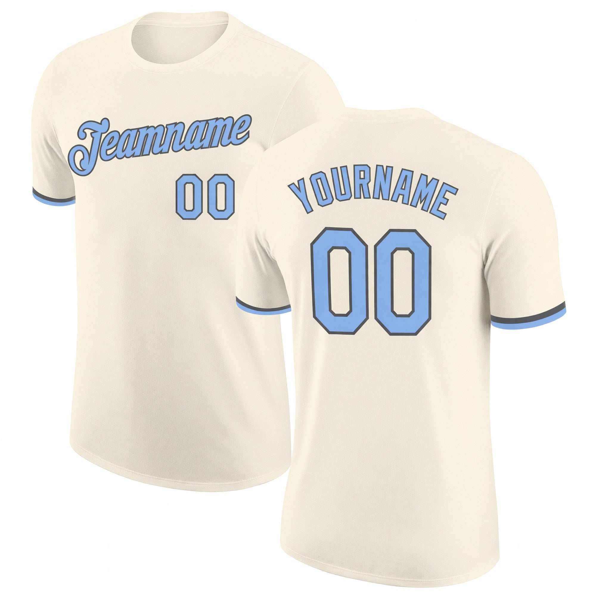 Custom Cream Light Blue-Steel Gray Performance T-Shirt