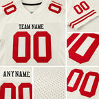 Custom Cream Red Mesh Authentic Football Jersey detail