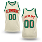 Custom Cream Kelly Green-Red Authentic Throwback Basketball Jersey