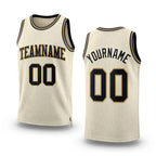 Custom Cream Black-Old Gold Authentic Throwback Basketball Jersey