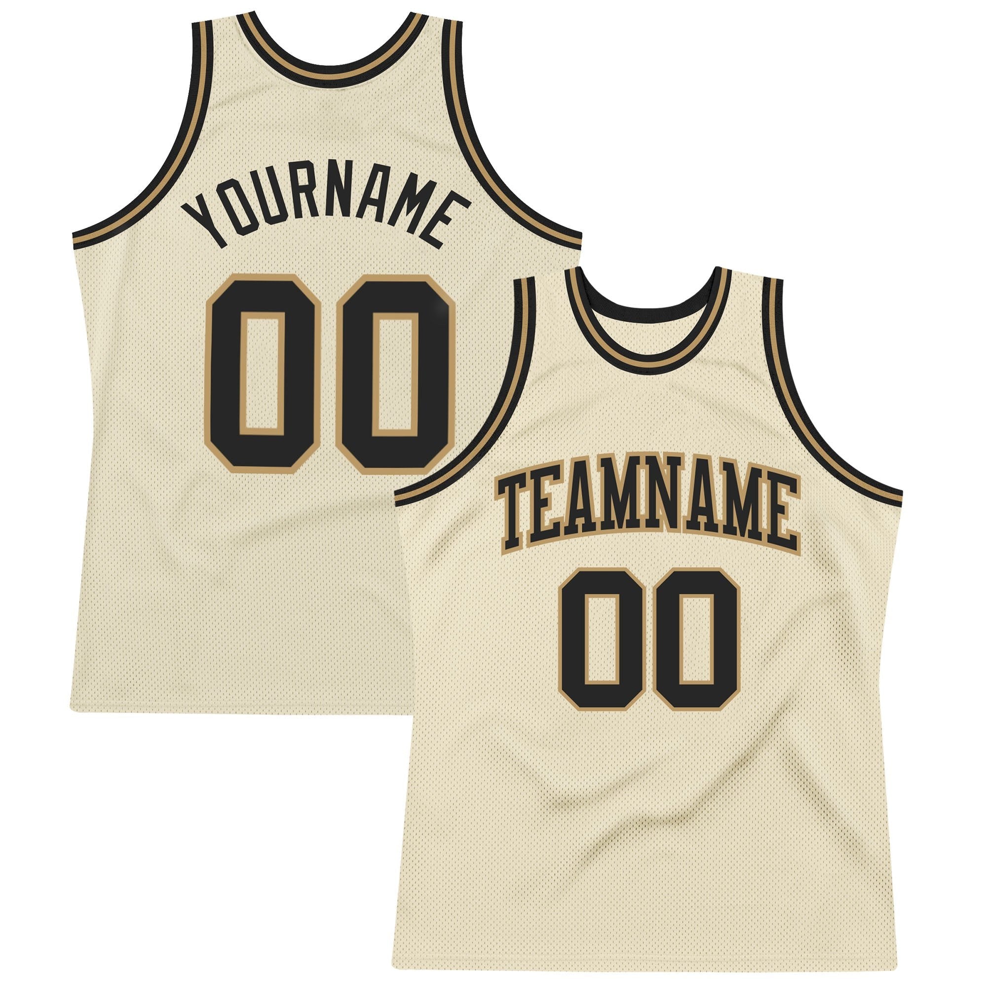 Custom Cream Black-Old Gold Authentic Throwback Basketball Jersey photo 1