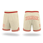 Custom Cream Cream-Red Authentic Throwback Basketball Shorts