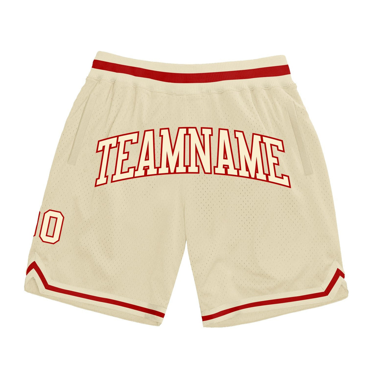 Custom Cream Cream-Red Authentic Throwback Basketball Shorts photo 1