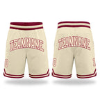 Custom Cream Cream-Maroon Authentic Throwback Basketball Shorts