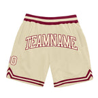 Custom Cream Cream-Maroon Authentic Throwback Basketball Shorts photo 1