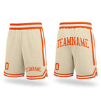 Custom Cream Orange-White Authentic Throwback Basketball Shorts