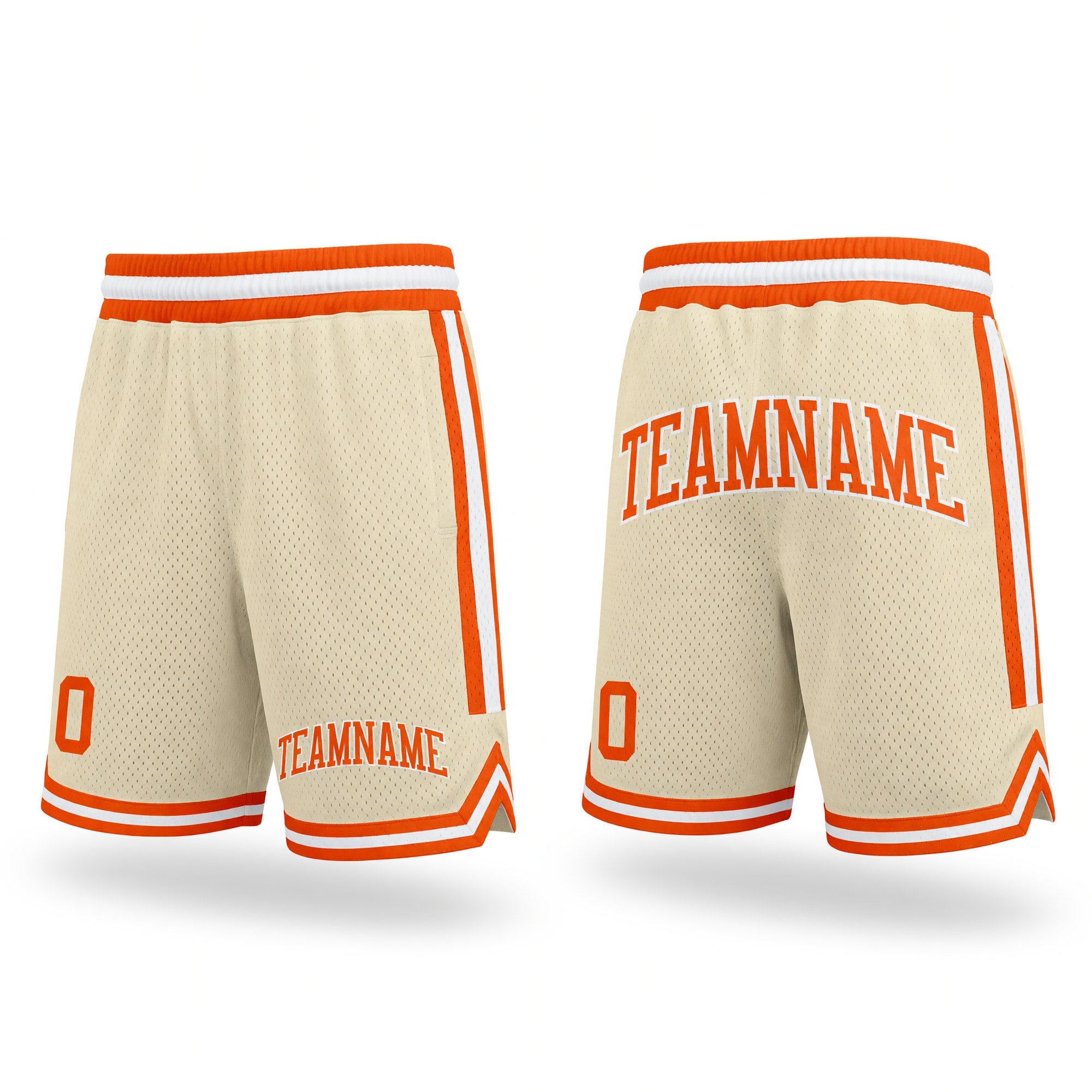 Custom Cream Orange-White Authentic Throwback Basketball Shorts