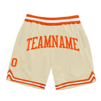 Custom Cream Orange-White Authentic Throwback Basketball Shorts photo 1