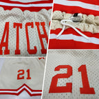Custom Cream Orange-White Authentic Throwback Basketball Shorts photo 2