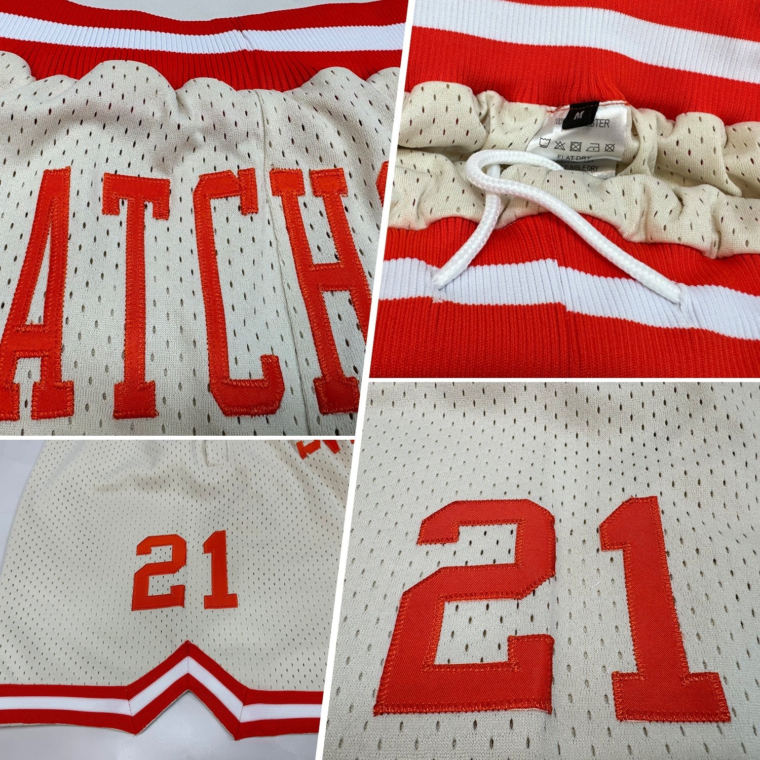 Custom Cream Orange-White Authentic Throwback Basketball Shorts photo 2