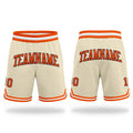 Custom Cream Orange-Navy Authentic Throwback Basketball Shorts