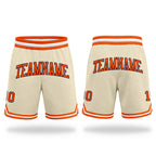 Custom Cream Orange-Navy Authentic Throwback Basketball Shorts