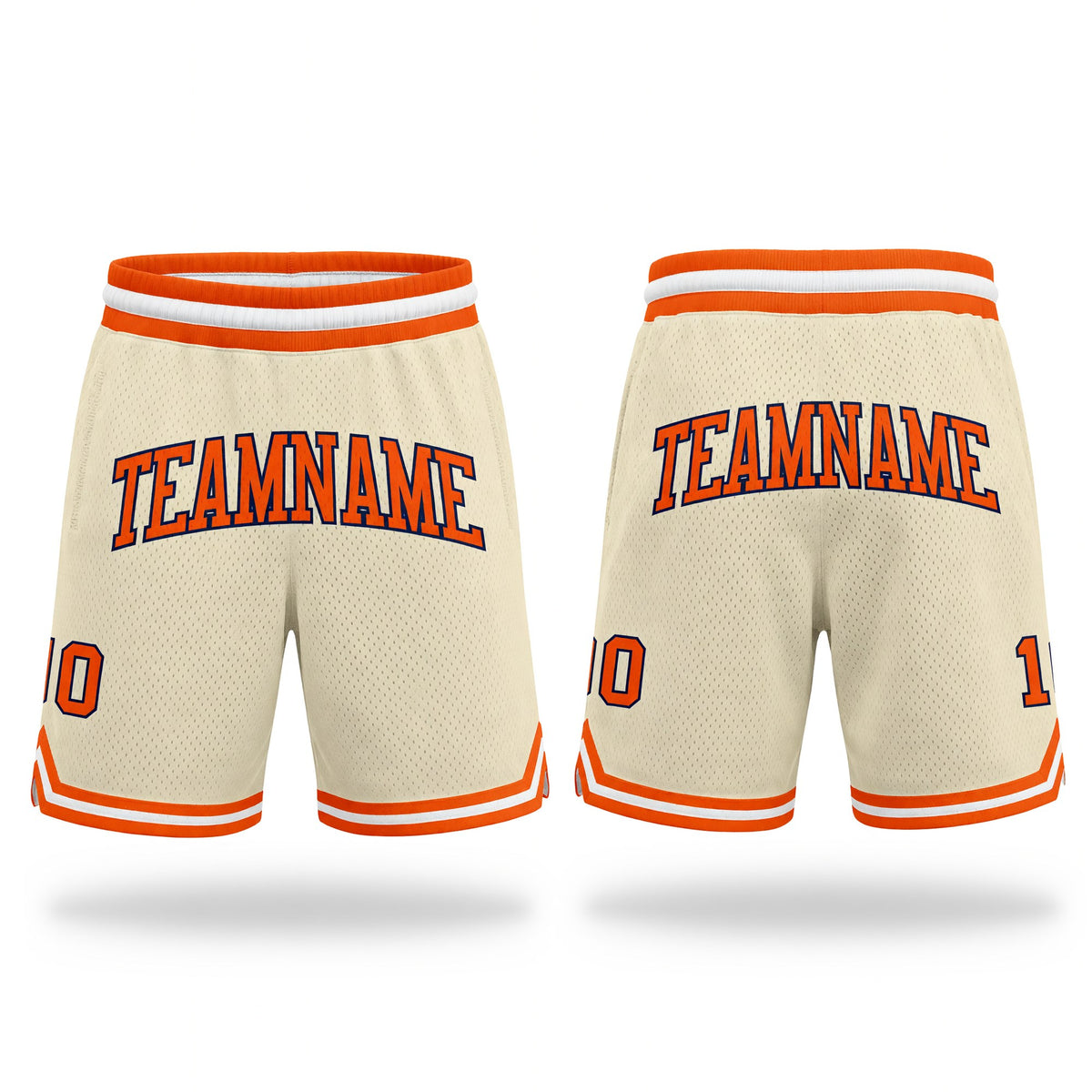 Custom Cream Orange-Navy Authentic Throwback Basketball Shorts