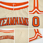 Custom Cream Orange-Navy Authentic Throwback Basketball Shorts detail
