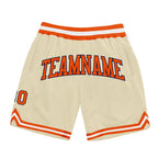 Custom Cream Orange-Navy Authentic Throwback Basketball Shorts photo 1