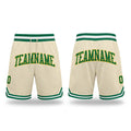 Custom Cream Kelly Green-Gold Authentic Throwback Basketball Shorts