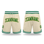 Custom Cream Kelly Green-Gold Authentic Throwback Basketball Shorts