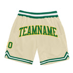 Custom Cream Kelly Green-Gold Authentic Throwback Basketball Shorts photo 1
