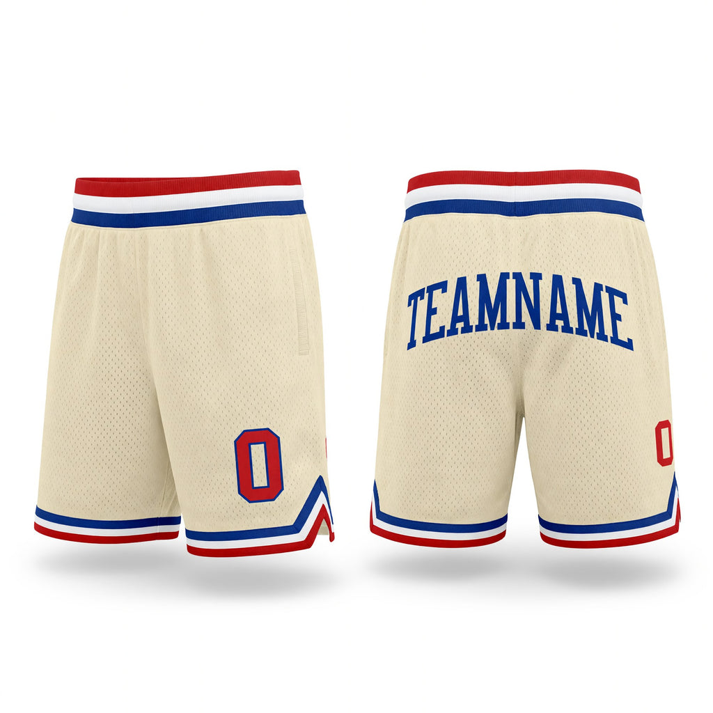 Custom Cream Red-Royal Authentic Throwback Basketball Shorts