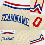 Custom Cream Red-Royal Authentic Throwback Basketball Shorts detail