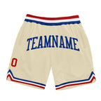 Custom Cream Red-Royal Authentic Throwback Basketball Shorts photo 1