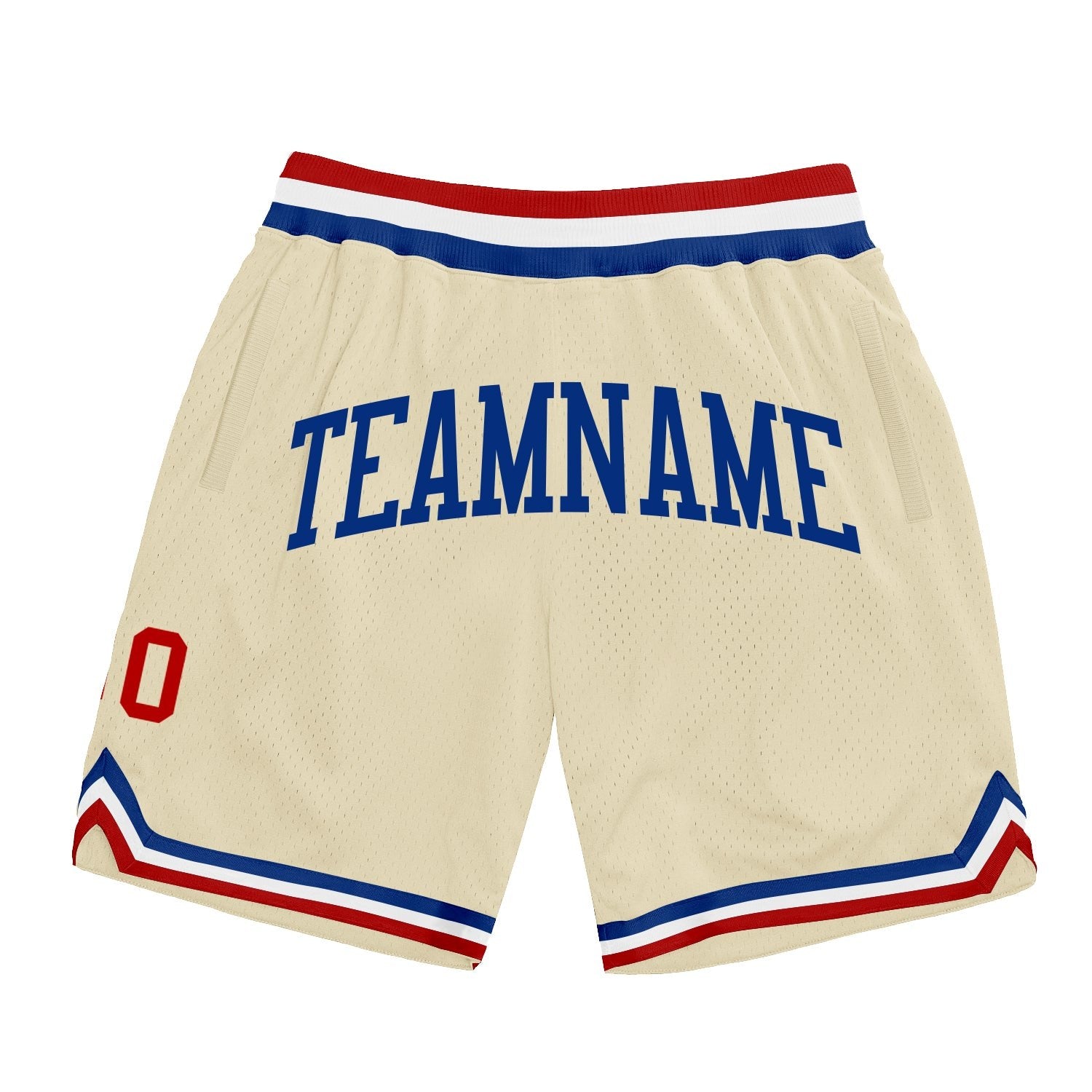 Custom Cream Red-Royal Authentic Throwback Basketball Shorts photo 1