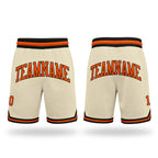 Custom Cream Orange-Black Authentic Throwback Basketball Shorts