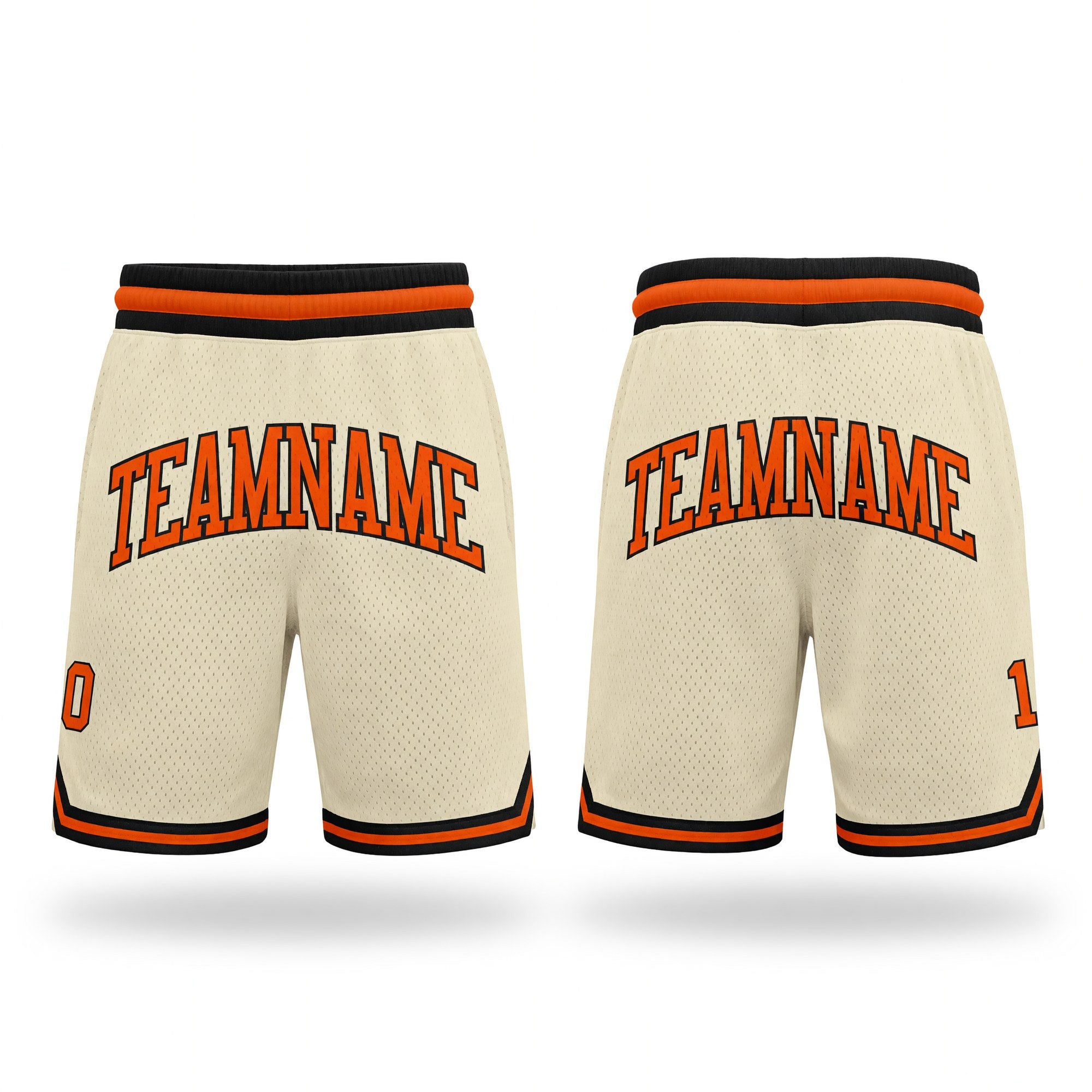 Custom Cream Orange-Black Authentic Throwback Basketball Shorts