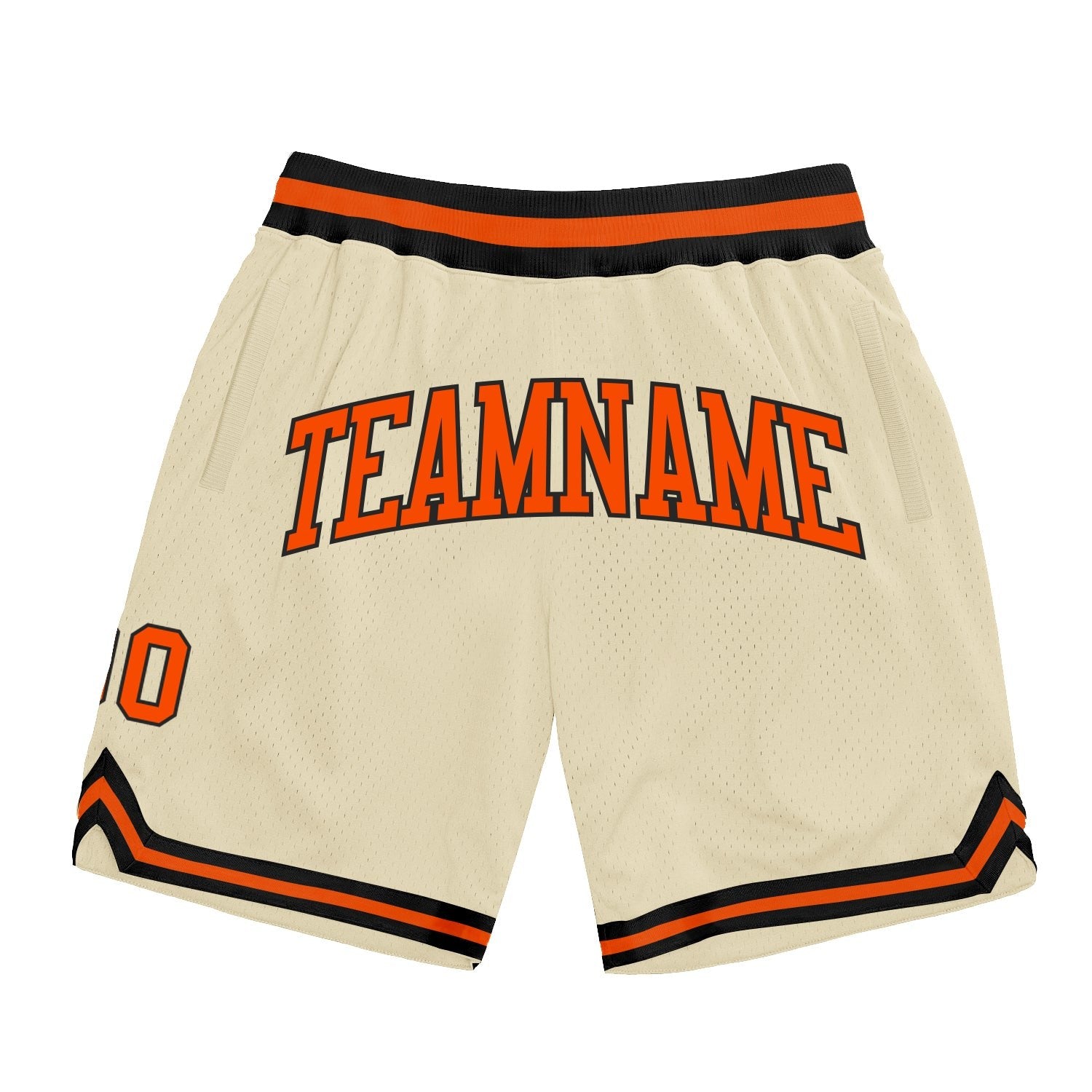 Custom Cream Orange-Black Authentic Throwback Basketball Shorts photo 1