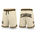 Custom Cream Black-Old Gold Authentic Throwback Basketball Shorts
