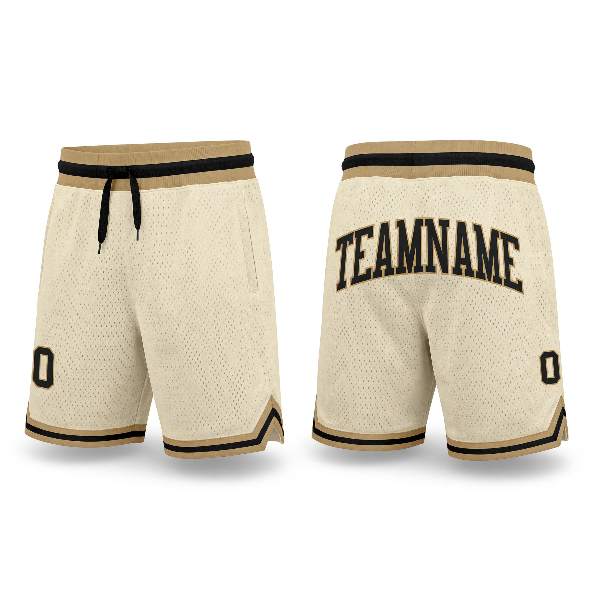 Custom Cream Black-Old Gold Authentic Throwback Basketball Shorts