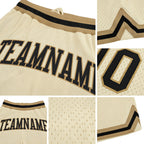 Custom Cream Black-Old Gold Authentic Throwback Basketball Shorts detail