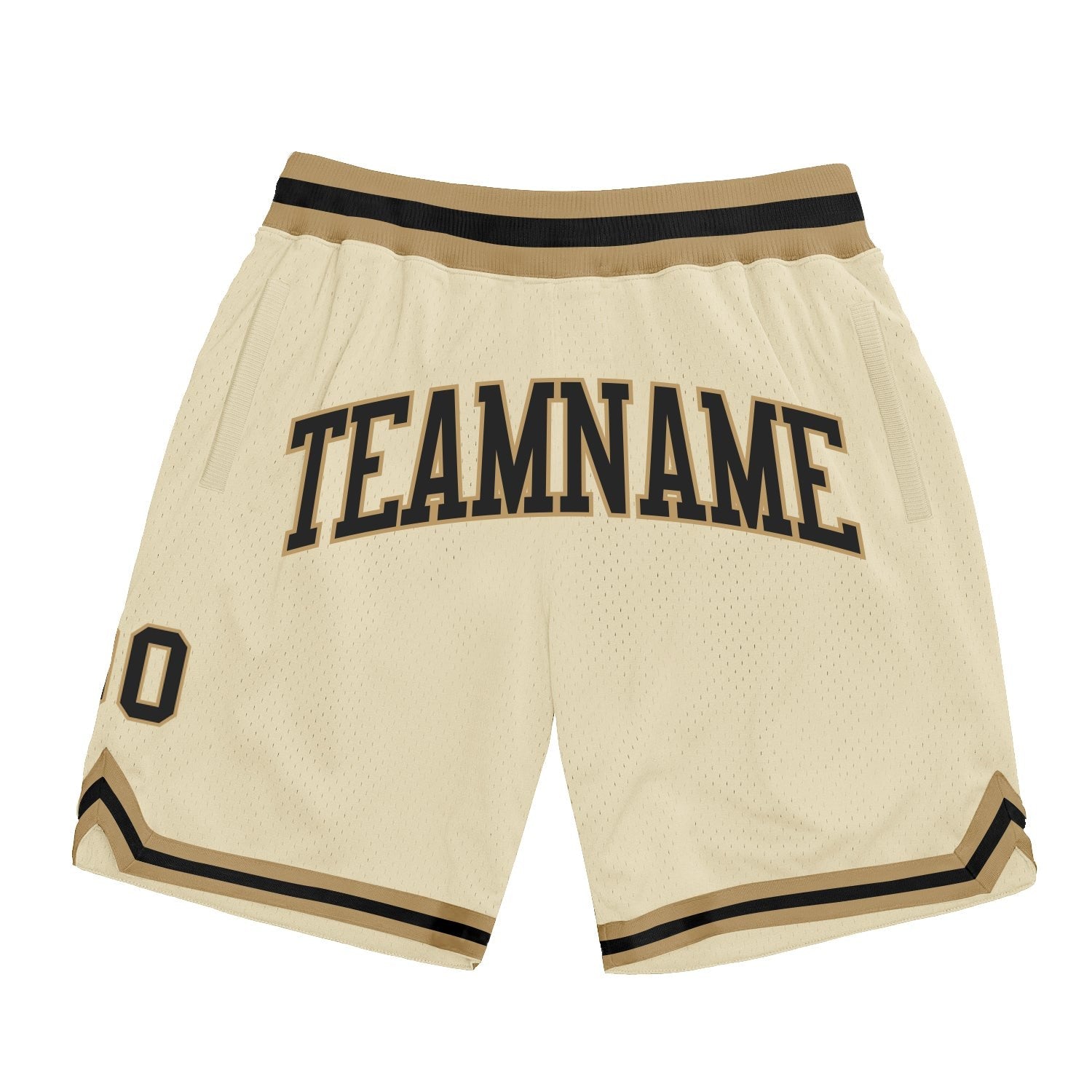 Custom Cream Black-Old Gold Authentic Throwback Basketball Shorts photo 1