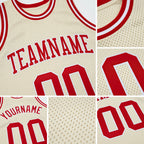 Custom Cream Red-White Authentic Throwback Basketball Jersey detail