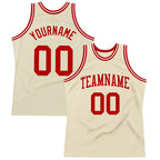 Custom Cream Red-White Authentic Throwback Basketball Jersey photo 1