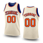 Custom Cream Orange-Royal Authentic Throwback Basketball Jersey