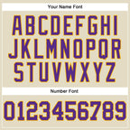 Custom Cream Black Pinstripe Purple-Gold Authentic Basketball Jersey photo 4