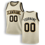 Custom Cream Black Pinstripe Black-Old Gold Authentic Basketball Jersey