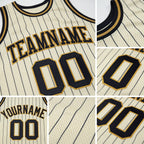 Custom Cream Black Pinstripe Black-Old Gold Authentic Basketball Jersey detail