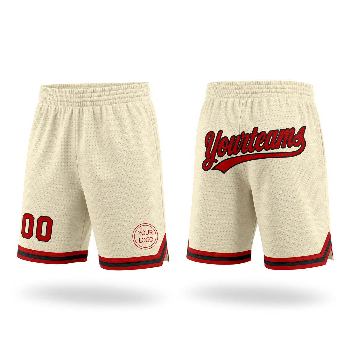 Custom Cream Red-Black Authentic Throwback Basketball Shorts
