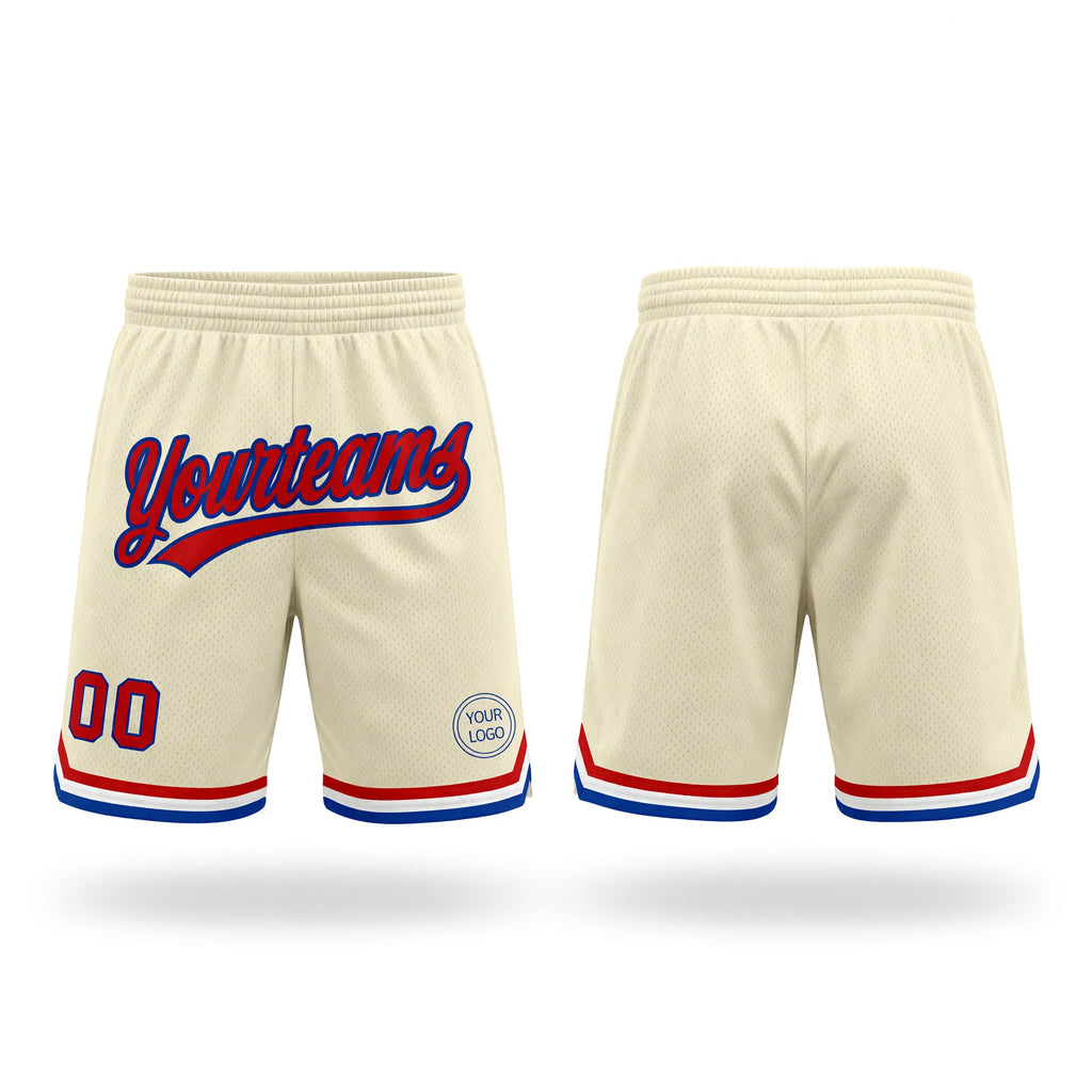 Custom Cream Red-Royal Authentic Throwback Basketball Shorts