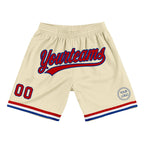 Custom Cream Red-Royal Authentic Throwback Basketball Shorts photo 1