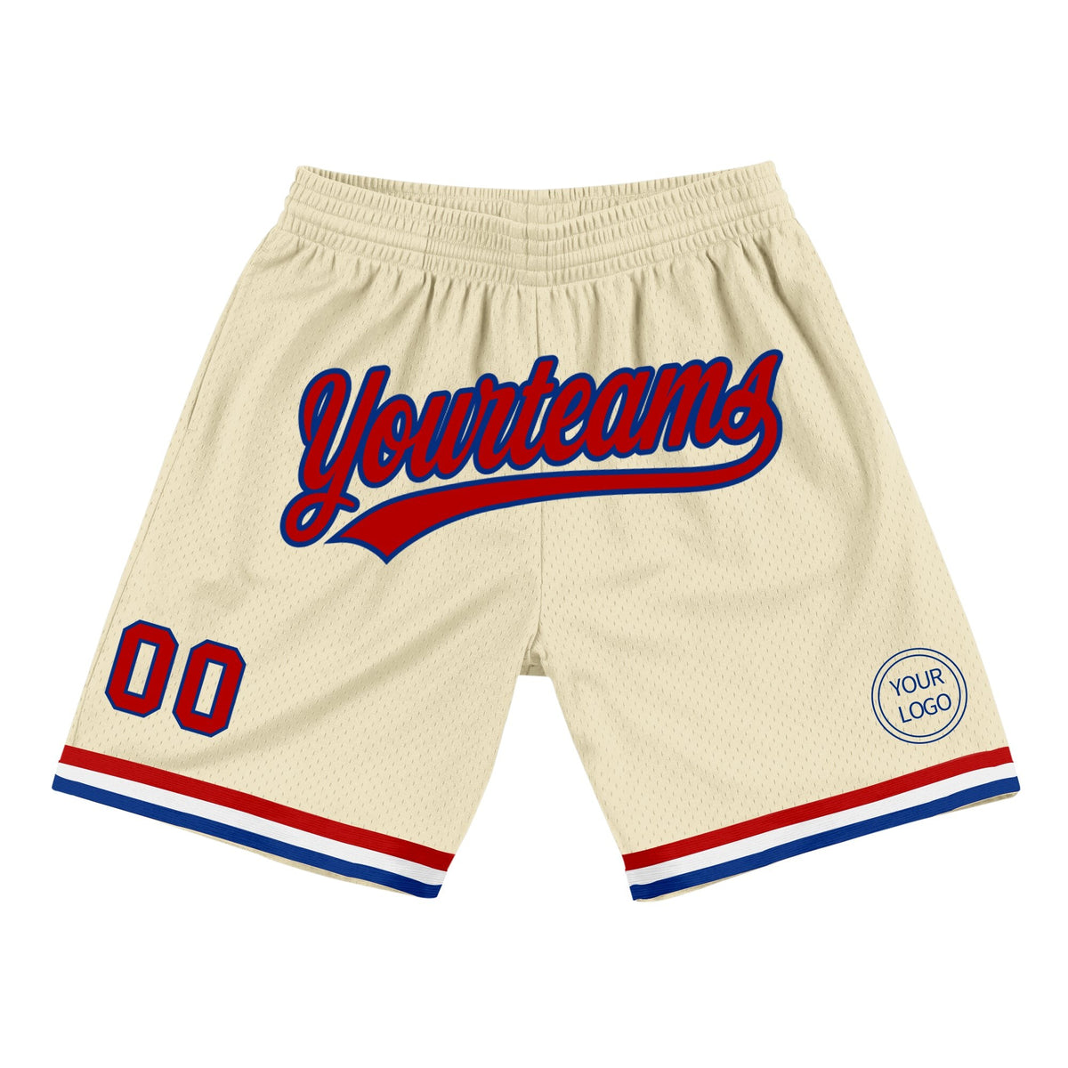 Custom Cream Red-Royal Authentic Throwback Basketball Shorts photo 1