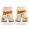 Custom Cream Red-Gold Authentic Throwback Basketball Shorts